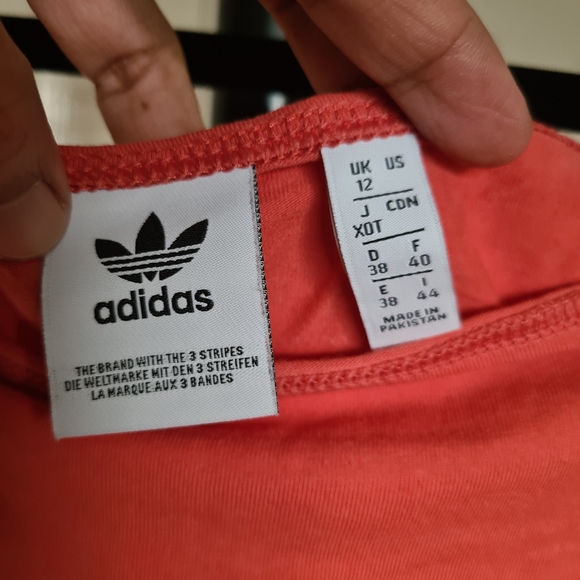 ADIDAS Sports Dress Orange White 3 stripes embroidered logo cold square neck - Picture 3 of 9